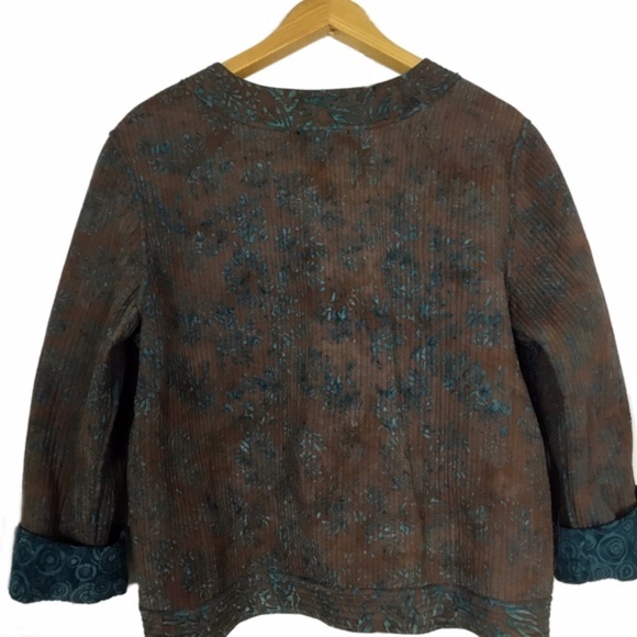 Reversible Brown and Teal Quilted BOHO Jacket - Picture 4 of 8